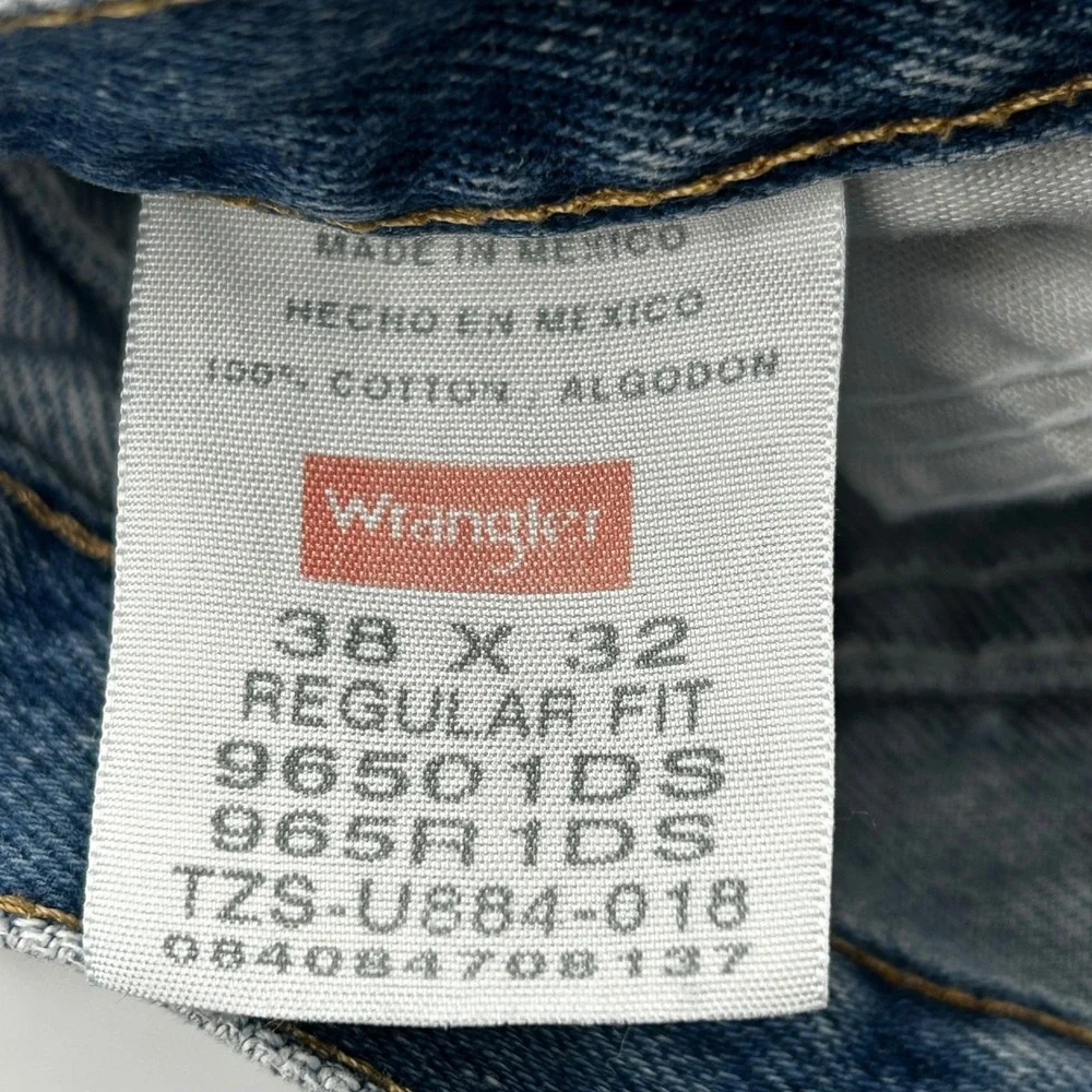 Wrangler Jeans Blue Mens 38x32 Regular Fit Straight Leg Denim